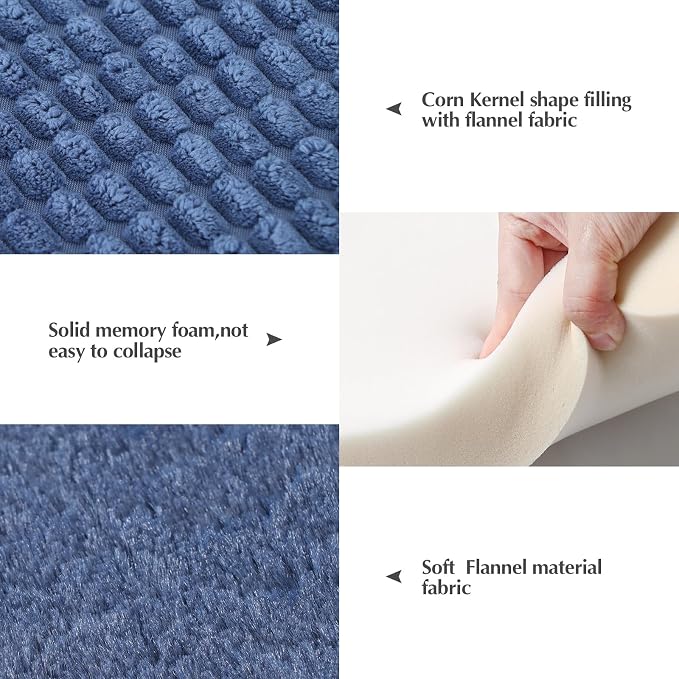 BVAGSS Reversible Dog Crate Pad, Memory Foam Pet Bed Mat, Soft Warm Machine Washable Sleeping Kennel Mattress for Small Medium Dogs XH079 (30''x20''x1.6'',Navy)