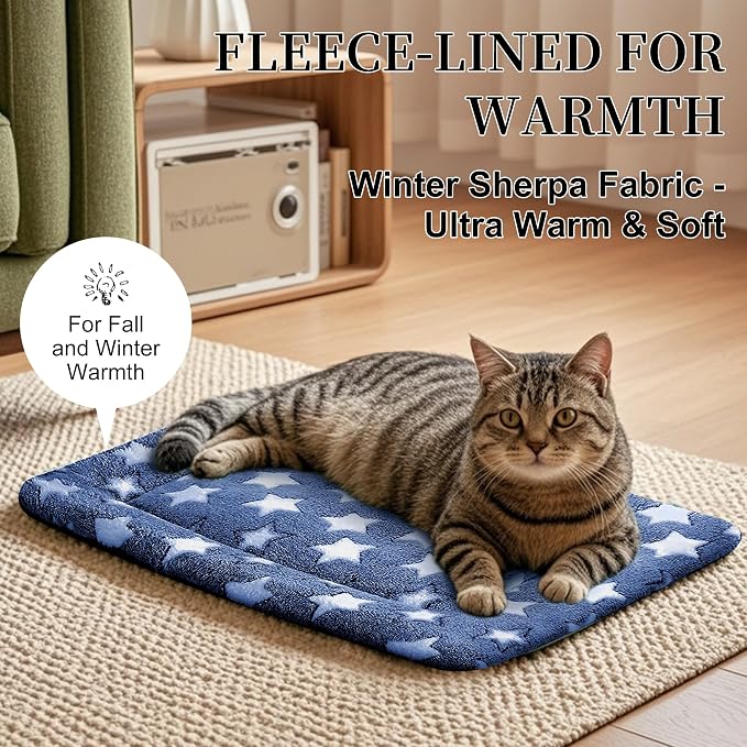 Dog Bed Mat, Reversible Crate Pad & Cute Dog Bed - Machine Washable Kennel Mat with Ultra Soft for Small Dogs & Cats