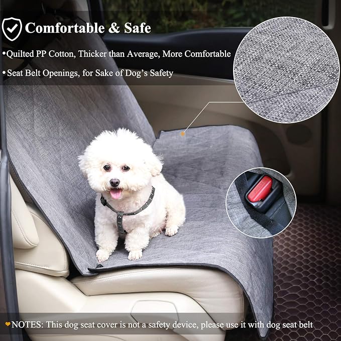 VIVAGLORY Dog Seat Cover Pet Seat Protector, Large, Heather Black | Backseat Cover for Car Suv & Truck, Back Rear Backseat Bench Protector