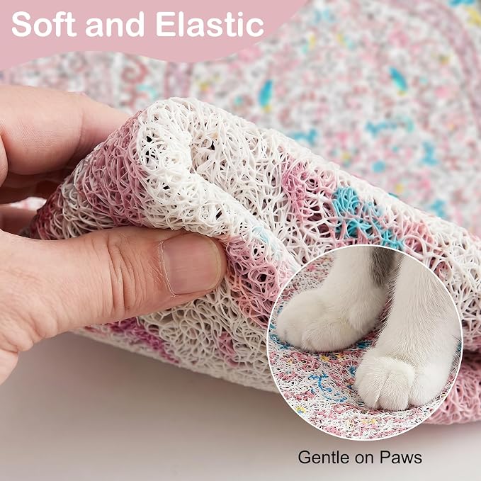 Glittme Cat Litter Mat, 40"x30" Non-Slip Washable Trapping Mat for Cats | Litter Trapping Mat With Thick PVC Coil To Catch Scatter, Soft On Paws And Waterproof Bottom To Protect Floors