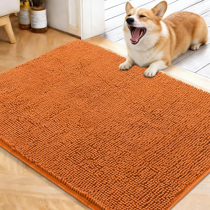 OLANLY Dog Door Mat for Muddy Paws 40x32, Super Absorbent Chenille Mud Mat | Clay, Absorbs Moisture and Dirt, Non-Slip Machine Washable Doormat, Quick-Drying Indoor Entryway Floor Carpet for Dogs