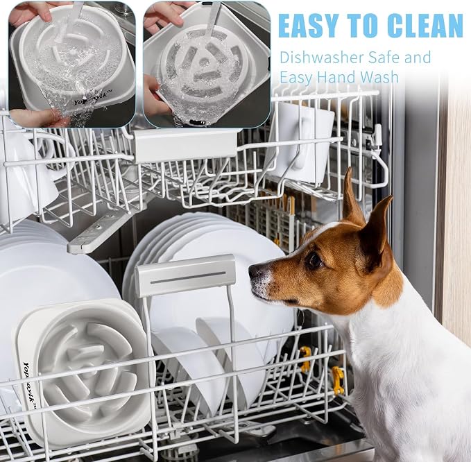 Slow Feeder Dog Bowls for Healthy Eating, Non-Slip and Anti-Choking Design, Reduces Bloating & Overeating for Large Dogs, Easy to Clean