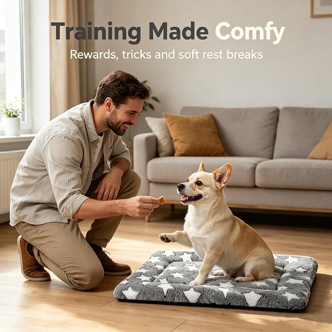 Dog Bed Mat - Comfortable Kennel Pad, Multi-Purpose Crate Bed & Mat for Dogs & Cats – Soft Crate Pad for Dog & Cat (Gray, M(30"x20"x1.5"))