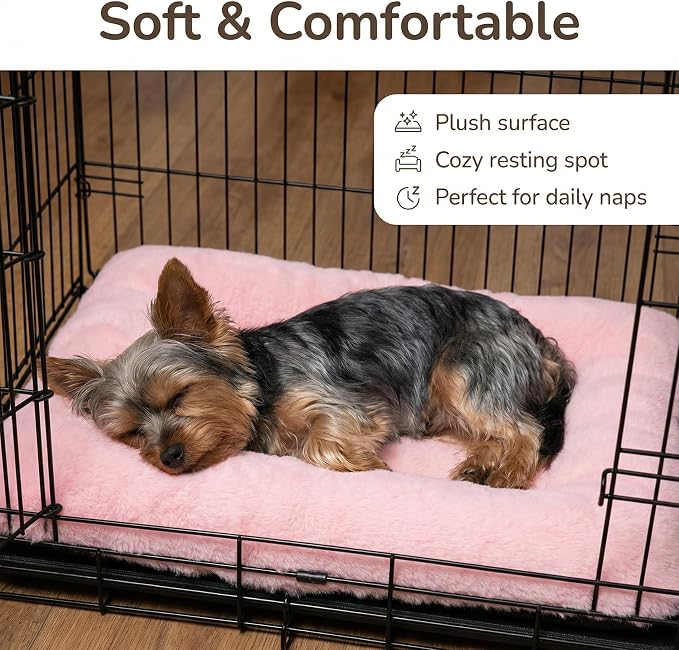 Dog Crate Bed 22x13,Washable Dog Crate Pad for Medium Dogs,Soft Kennel Bed Mattress with Non Slip Bottom,Pink