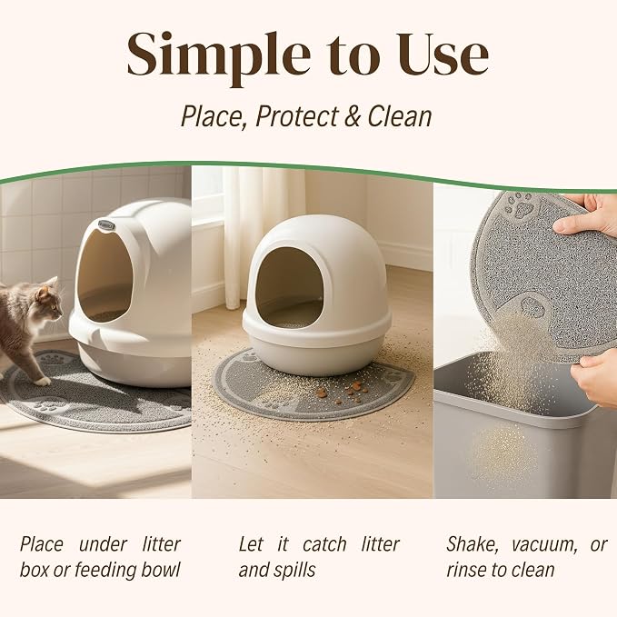 Evelots Small Cat Litter Trap Mat, Waterproof, Non-Slip, Washable, Gray | Soft absorbent mat traps litter and mess, protects floors from urine and moisture, stays in place and is machine washable.