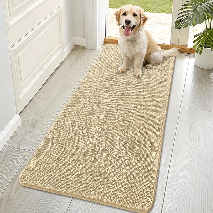 OLANLY Dog Door Mat for Muddy Paws 70x32, Super Absorbent Chenille Mud Mat | Sand, Absorbs Moisture and Dirt, Non-Slip Machine Washable Doormat, Quick-Drying Indoor Entryway Floor Carpet for Dogs