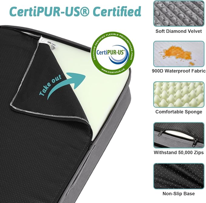 COZY KISS Orthopedic Dog Beds for Large Sized Dog, XL Bolster Pet Couch with Waterproof Lining, Egg Crate Foam Sofa for Pets Up to 100 lbs, U-Shaped, 48x32x7.5 inch, Grey