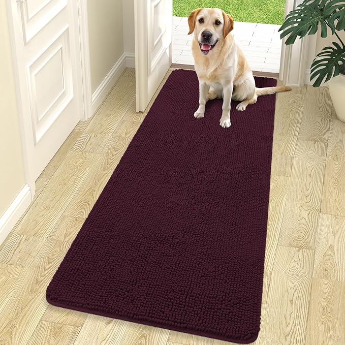 OLANLY Dog Door Mat for Muddy Paws 70x24, Super Absorbent Chenille Mud Mat | Russet, Absorbs Moisture and Dirt, Non-Slip Machine Washable Doormat, Quick-Drying Indoor Entryway Floor Carpet for Dogs