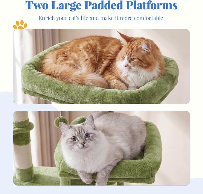 Hey-brother Cat Tree, Multi-Level Tower with 3 Condo, Hairbrush, MPJ035-MGR