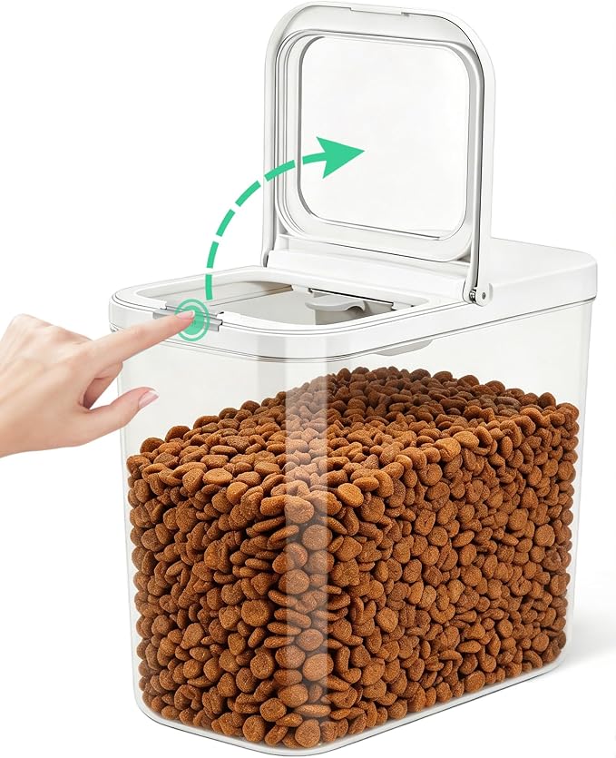 TBMax Dog Cat Food Storage Container 12Lbs with Airtight Flip-up Lid, Large Pet Food Dog Treat Container with Scoop, Airtight Food Storage Bin for Kitchen Organization