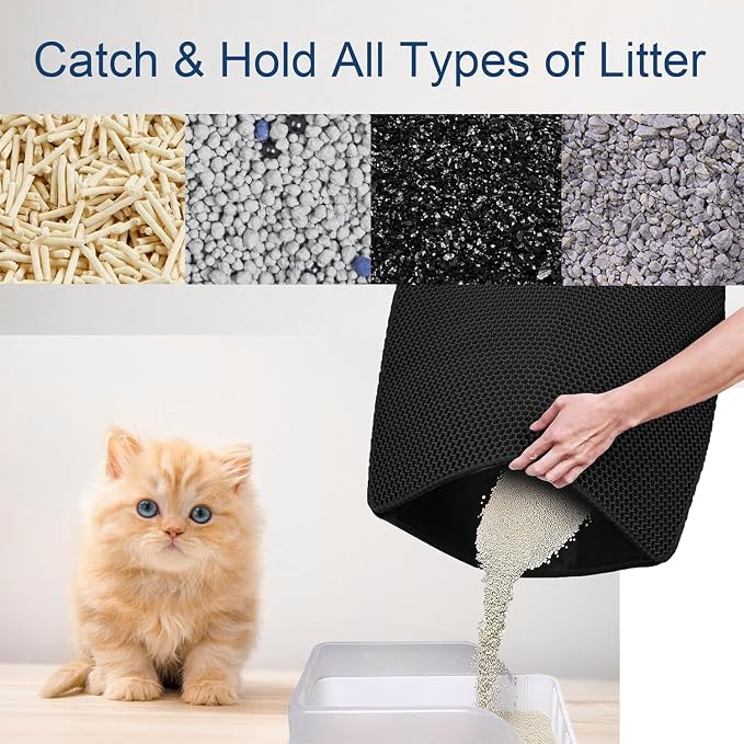 Cat Litter Mat Litter Box Mat 24 X 18 Inches Black | Ultra-soft, non-toxic material; superb craftsmanship, sturdy and durable