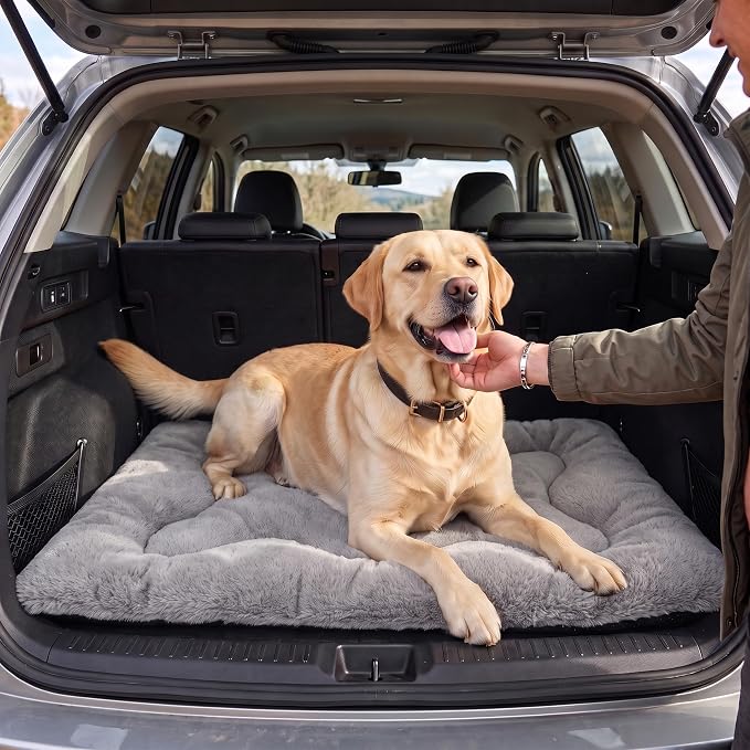 Dog Bed 42" for Metal Crate Pad,Washable Sleeping Mat for Medium/Large Pets | Soft faux rabbit fur, non-slip,machine wash/dry, plush cushioning, for crates, floors & travel, multiple sizes for all breeds