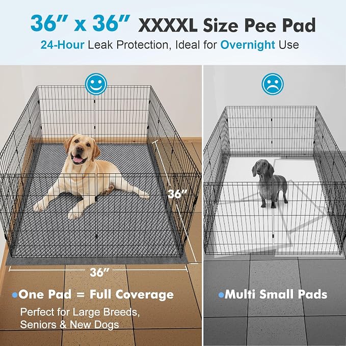 Gimars Upgrade Odor Control 4XL 36x36 Extra Large Thicken 9 Layers Extra Absorbent Charcoal Pee Pads for Dogs - Leak Proof Dog Training Pads Quick Dry - 30 Counts
