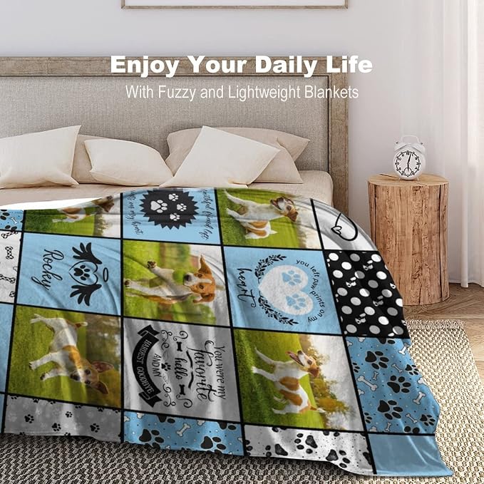 Artsadd Personalized Blanket with Picture in Memory of Dog Custom Photo Blanket Memorial Pet Loss Sympathy Gift