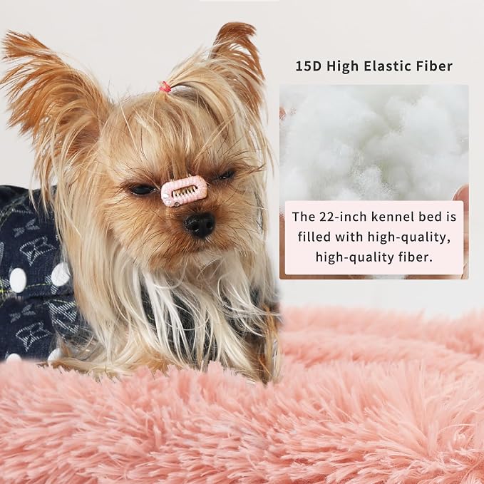 nononfish Dog Crate Bed for Small Dogs Washable Orthopedic Flat for Inside Crate Cages Kennel House Sofa Plush Comfy Sleeping Pink 22 in