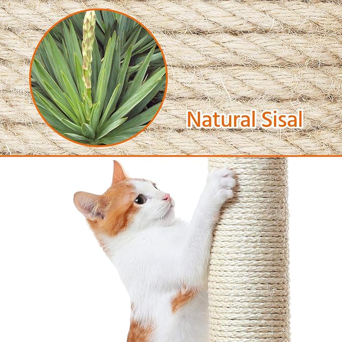 Topeakmart 42in Cat Tree Tower for Indoor Cats, Cat Condo with Perch & Hammock, Activity Center, Multi-Level Cat Furniture with Scratching Posts, Cat House, Beige