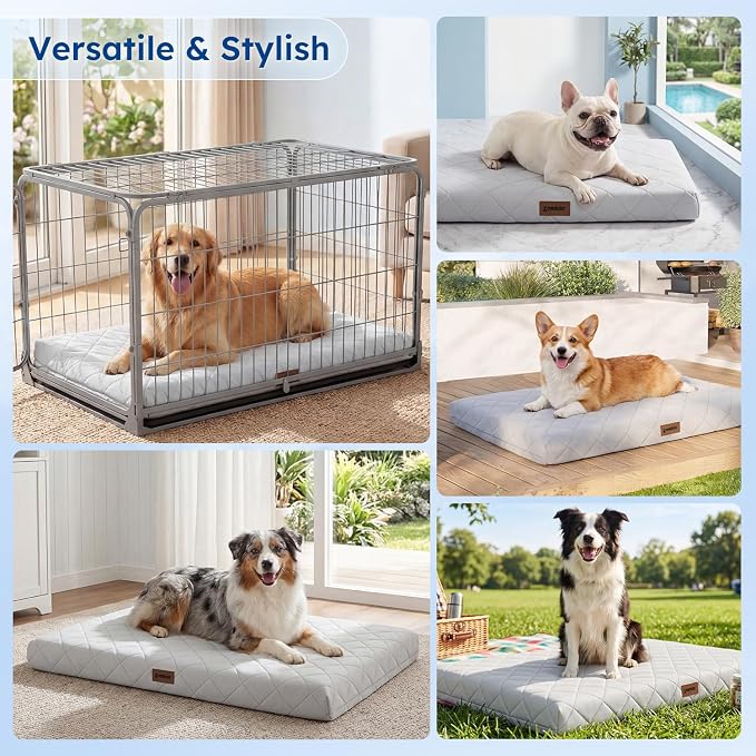 ZOMISIA Orthopedic Cooling Dog Bed Medium Size Dog, Q-Max>0.5 Cooling Mat with Removable Washable Cover, Breathable Egg Crate Foam Summer Pad for for Furry Pets Outdoor, 29x18 Inch, Grey