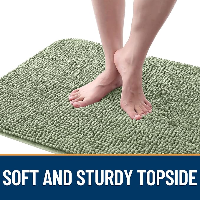 OLANLY Dog Door Mat for Muddy Paws 48x30, Super Absorbent Chenille Mud Mat | Sage Green, Absorbs Moisture and Dirt, Non-Slip Machine Washable Doormat, Quick-Drying Indoor Entryway Floor Carpet for Dogs