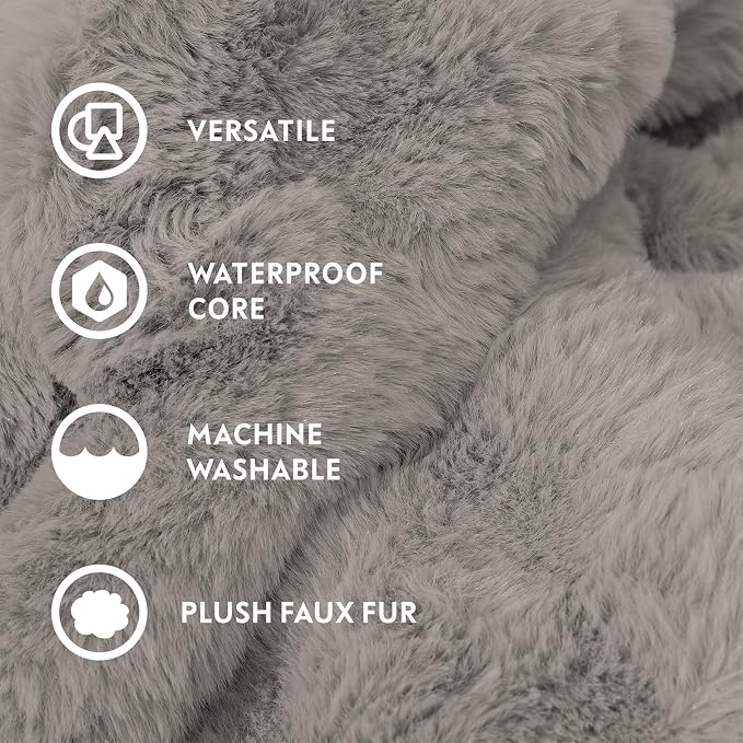 Paw Inspired Waterproof Dog Blanket, Soft Faux Fur Throw with Fur-Resistant Fleece, Washable Pet Blanket, Waterproof Protection for Couch, Bed, Furniture, Crate, Car (40x30, Gray)