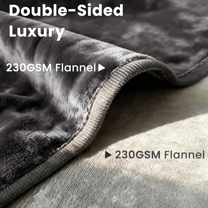 gogobunny Waterproof Blanket for Dogs and Cats, Reversible Flannel Double-Sided Furniture Protector for Couch Sofa Bed Against Spills & Pet Fur (60" x 80", Dark Grey/Light Grey)