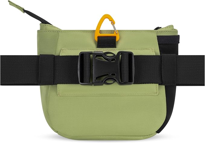 Backcountry Day Bag | Dog Training Treat Pouch | Eco-Friendly Recycled Fabric Fanny Pack with Zipper Closure, Built-in Poop Bag Dispenser & Adjustable Waist Belt (Palm)