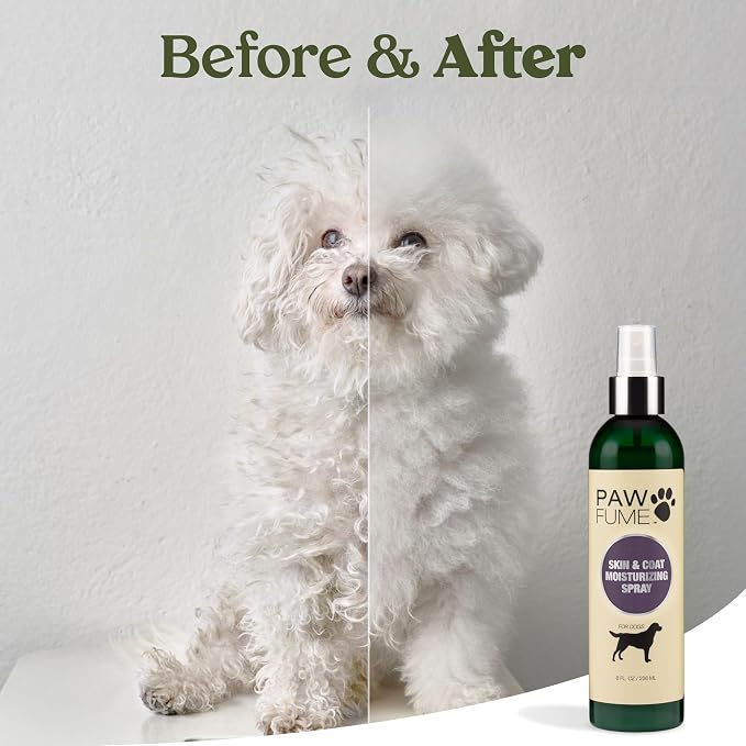 PAWFUME Skin & Coat Detangler Spray for Dogs, 4-Pack | Soothe dry itchy coats with non-toxic chamomile & oat formula, fatty acids & vet-certified Dog Detangler Spray Dematting care