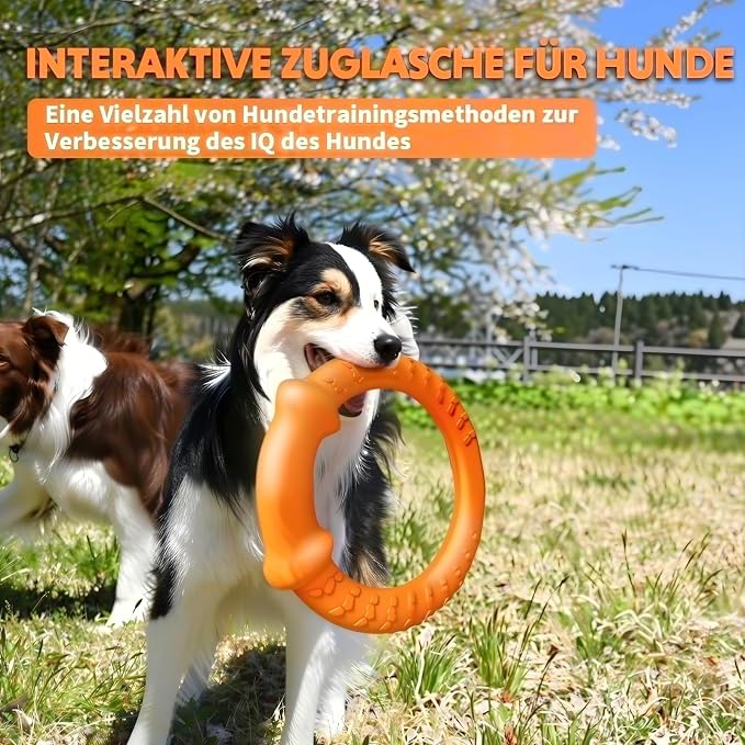 LaRoo Dog Ring Toy, Durable Soft Flying Disc, Thickened, Floatable Dog Chew Ring for Medium Large Dogs, Interactive Tug of War & Fetch Toy for Outdoor Training, Teeth Cleaning & Exercise (Orange)