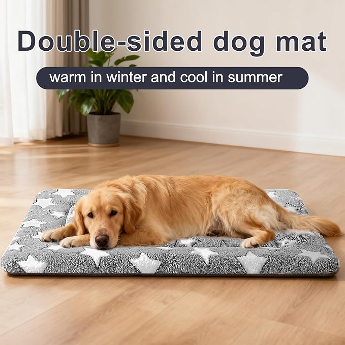 pobopobo Dog Bed Mat, Reversible Crate Pads for Small/Medium/Large Dogs & Cats Sleeping, Portable & Soft, Dog Beds Crate Pad - Machine Washable Mat Bed Kennel Mat Cat Bed