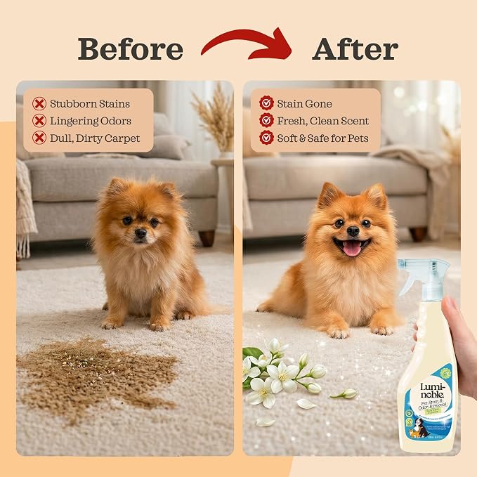Pet Stain & Odor Remover Spray, enzyme cleaner for dog urine & poop carpet | Upholstery & Fabrics – Eliminates Cat Pee, Feces, Vomit & Tough Stains, Eco-Friendly, Vegan, Citrus Scent
