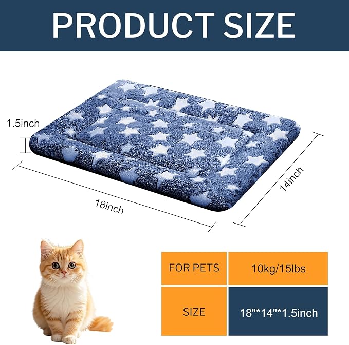 Dog Bed Mat, Reversible Crate Pad & Cute Dog Bed - Machine Washable Kennel Mat with Ultra Soft for Small Dogs & Cats