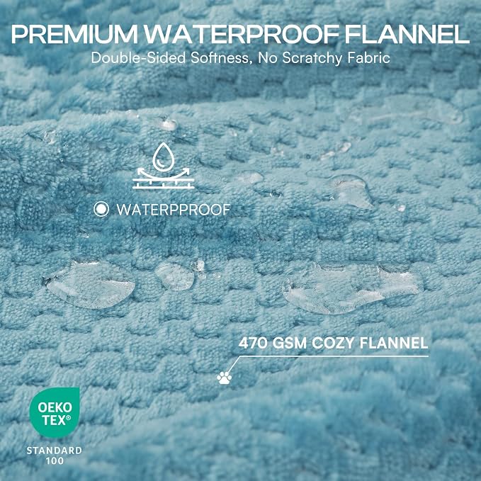 Luciphia Waterproof Blanket for Medium Large Dog Ultra-Soft & Calming Pet Throw Reversible Warm Fleece Durable Furniture Crate Couch Cover Protector Machine Washable Leakproof Blue M (57''x40'')