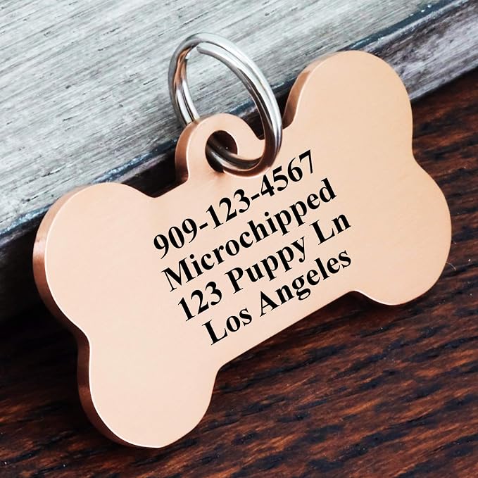 Ultra Joys Personalized Dog Tags for Pets - Durable Stainless Steel Customizable Dog Cat ID Tags - Dog Tags for Safety Optional Engraved on Both Sides -Birth Flower Dog Tag Small, Rose Gold