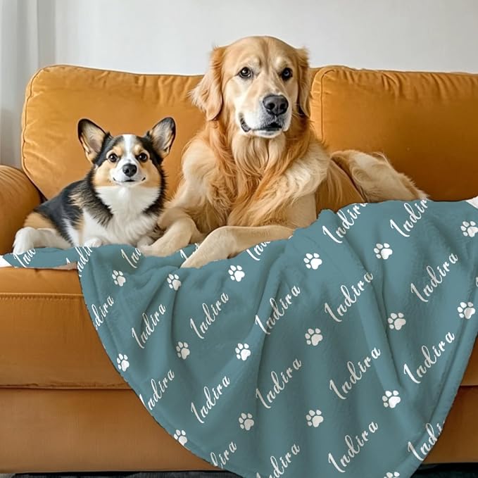 Custom Dog Blankets with Pictures, Personalized Name Blanket for Pets, Customized Pet Photo Throw,The Lightweight Blanket All-Season 40"x30"for Pet