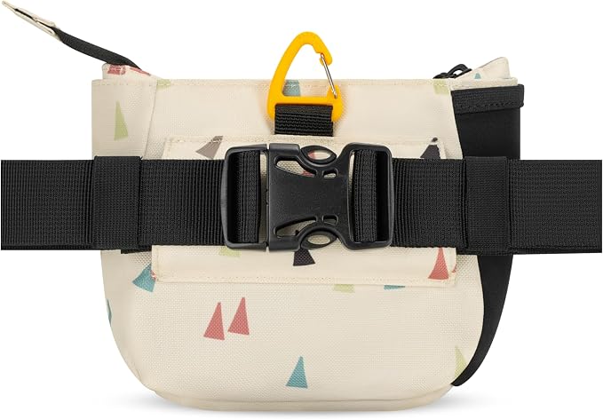 Backcountry Day Bag | Dog Training Treat Pouch | Eco-Friendly Recycled Fabric Fanny Pack with Zipper Closure, Built-in Poop Bag Dispenser & Adjustable Waist Belt (Terrazzo)