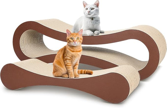 FluffyDream 2 in 1 Cat Scratcher Cardboard, Cat Scratching Board Furniture Protector, Cat Scratching Post, Cat Beds for Indoor Cats, Infinity Shape, X-Large