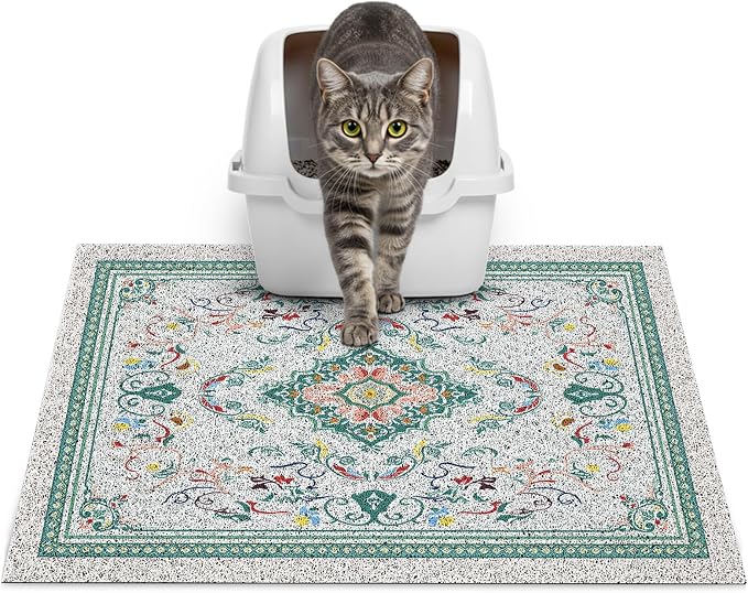 Glittme Cat Litter Mat, 24"x15" Non-Slip Washable Trapping Mat for Cats | Litter Trapping Mat With Thick PVC Coil To Catch Scatter, Soft On Paws And Waterproof Bottom To Protect Floors