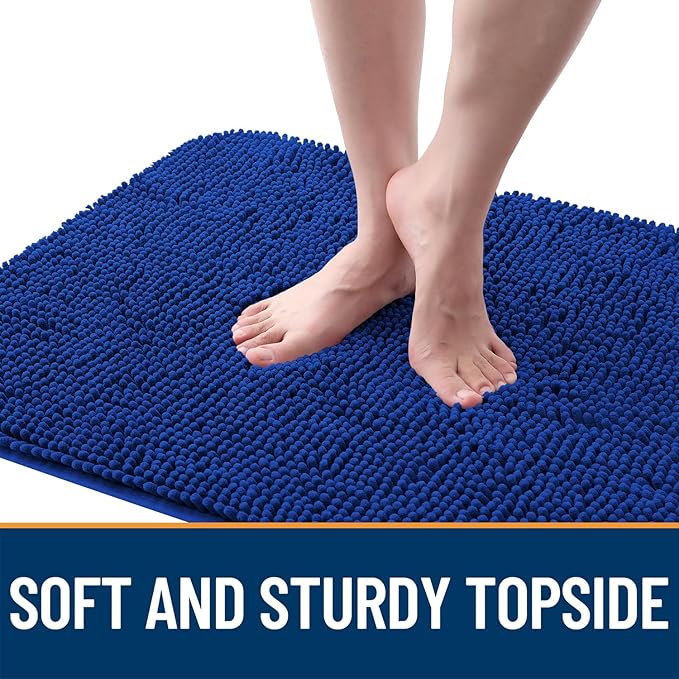 OLANLY Dog Door Mat for Muddy Paws 59x35, Super Absorbent Chenille Mud Mat | Royal Blue, Absorbs Moisture and Dirt, Non-Slip Machine Washable Doormat, Quick-Drying Indoor Entryway Floor Carpet for Dogs