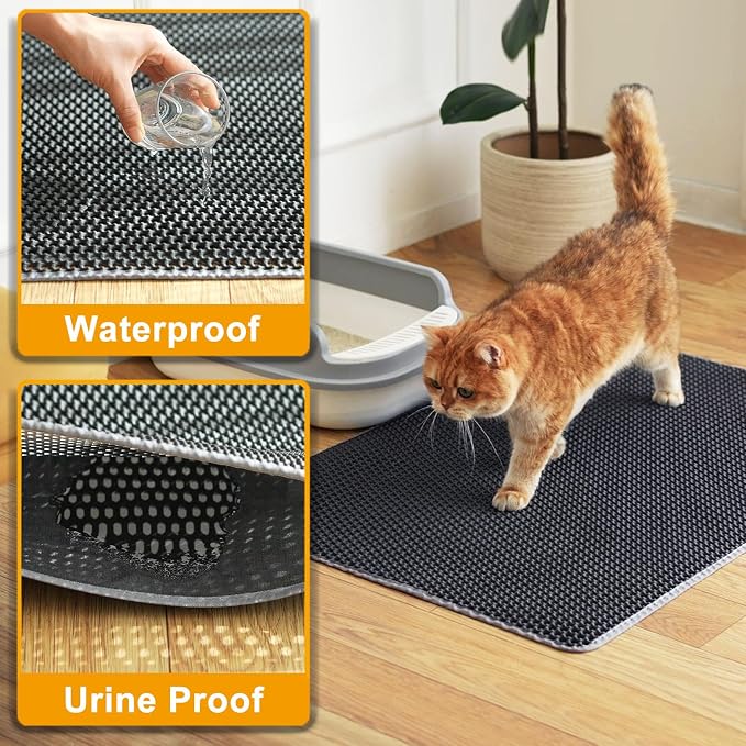 Extra Large Cat Litter Mat, XL 47"x28" Litter Trapping Mat for Cat,Litter Box Matt for indoor, 2 Layer Catcher Rug for Multiple-Pet kitty Litterbox, Waterproof Urine Proof,Clean Easily,Non-Slip