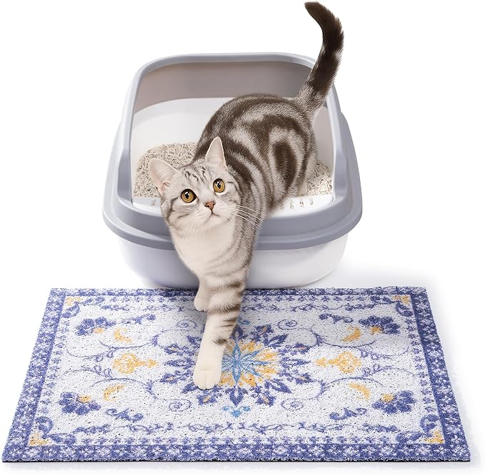 ondware Cat Litter Mat 20 x 15 in, Waterproof Non-Slip, Washable | Traps scattered litter, soft PVC mesh, paw-friendly, easy rinse clean, helps keep floors tidy