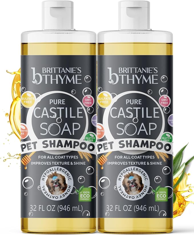 Brittanie's Itchy Skin Relief Pet Shampoo, Honey & Oatmeal, 32oz 2 Pack | Natural Shampoo For Dogs & Cats, For Allergies and Itching, Deodorizes, Moisturizes & PH Balanced