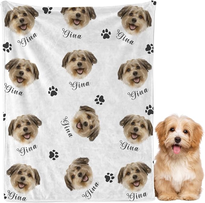 Custom Dog Blankets with Pictures, Personalized Name Blanket for Pets, Customized Pet Photo Throw,The Lightweight Blanket All-Season 40"x30"for Pet