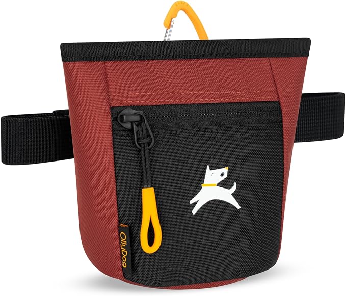 Goodie Treat Bag, Dog Treat Training Pouch | Magnetic Closure | 3 Ways to Wear | Hands-Free Waist Belt | Water-Resistant Recycled Vegan Fabric (Cider)