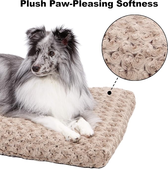 MidWest Homes for Pets Small QuietTime Deluxe Mocha Ombré Swirl Plush Pet Bed, Machine Washable, Non-Skid Bottom, Soft Crate Mat for 24-inch Crates