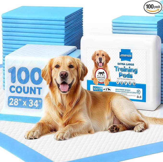 100 Count Puppy Pads Extra Large 28"x34", Super Absorbent Pee Pads for Dogs, Leak-Proof & Quick-Dry, Disposable Wee Wee Pads for Dogs