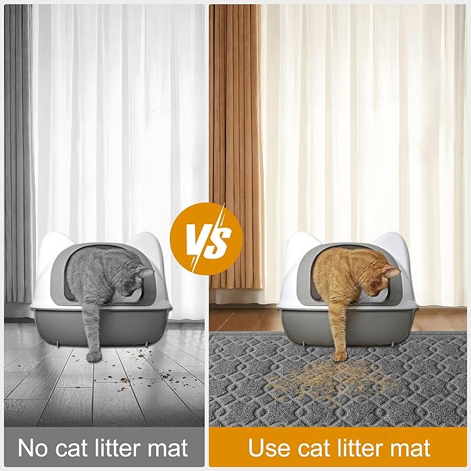 Cat Litter Box Mat, 35" x 24" Large Kitty Litter Trapping Mat Keep Floor Clean, Litter Box Mat Scatter Control, Waterproof, Easy to Clean, Durable Large Size Litter Mats for Floor