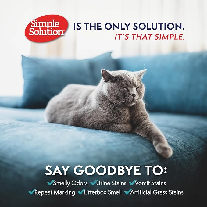 Simple Solution Extreme Cat Stain Remover, Odor Eliminator, 32oz (2 Pack) | Pet Odor Eliminator, Carpet Stain Cleaner, Floor Cleaner, Urine Destroyer, Strong Odor, Cat Stain Remover, Home Cleaning