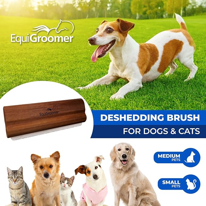 EquiGroomer 5-Inch Undercoat Deshedding Brush for Dogs & Cats, Mahogany | Best for dogs up to 100 lbs and cats of any size, short or long hair, stainless blade, no cutting or pulling