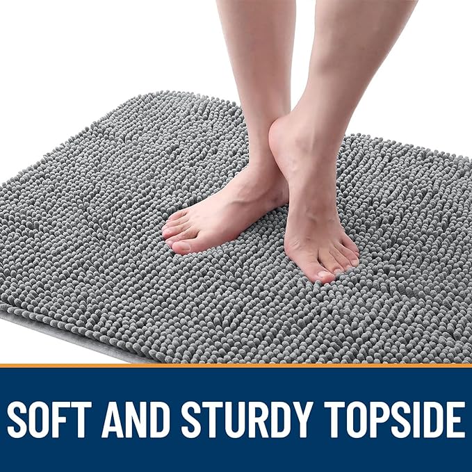 OLANLY Dog Door Mat for Muddy Paws 54x32, Super Absorbent Chenille Mud Mat | Grey, Absorbs Moisture and Dirt, Non-Slip Machine Washable Doormat, Quick-Drying Indoor Entryway Floor Carpet for Dogs