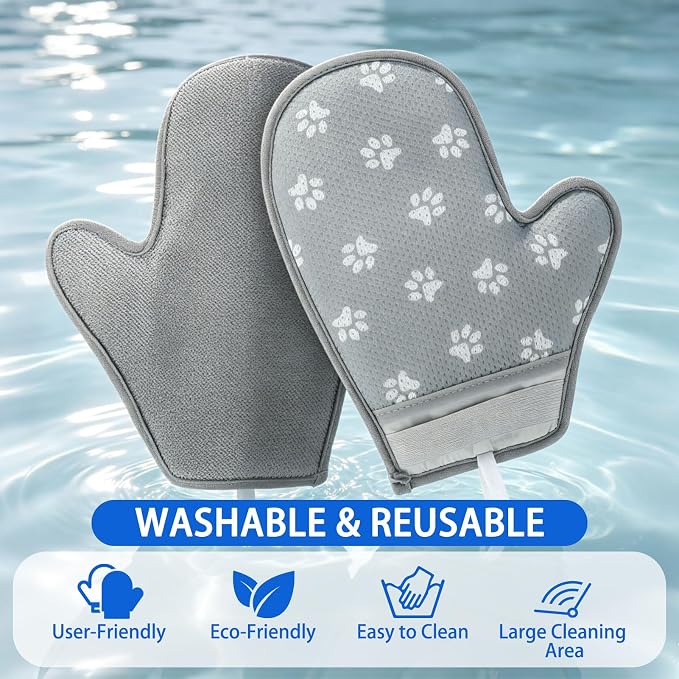 Pet Hair Removal Glove for Dogs & Cats, Washable Reusable Electrostatic Magic Brush Pet Hair Remover Glove, Upgraded Fur Removal Tool Grooming for Carpet Couch Sofa Clothing Car Seat, S