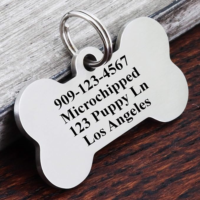 Ultra Joys Personalized Dog Tags for Pets - Durable Stainless Steel Customizable Dog Cat ID Tags - Dog Tags for Safety Optional Engraved on Both Sides -Birth Flower Dog Tag Small, Silver